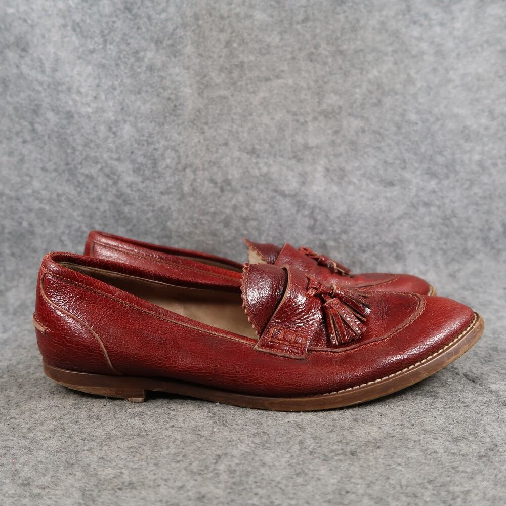 J Crew Shoes Womens 7 Tassel Loafers Crackled Leather Biella Slip On Classic Red
